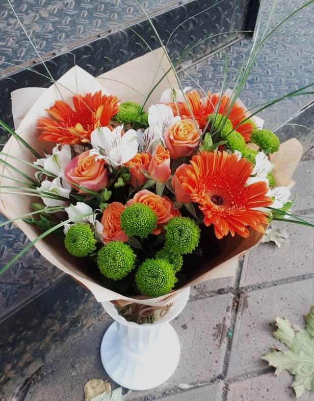Букет цветов из: Герберы, Хризантемы, Альстромерии и Розы в Хиславичи