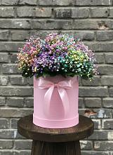 Цветочная композиция из Гипсофила и Розы в шляпной коробке #REPLACE_PRED# Хиславичи