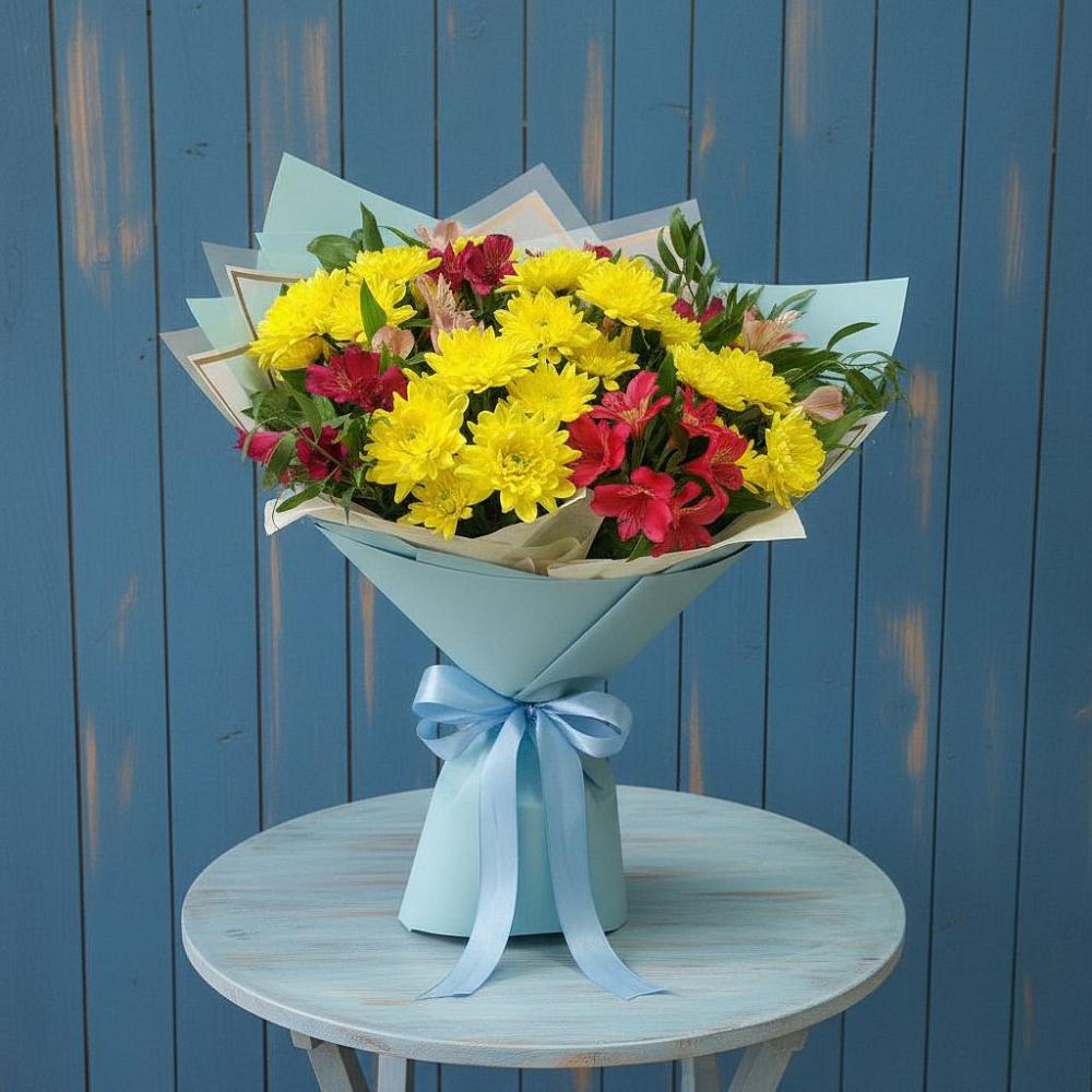Букет цветов из: Альстромерии и Хризантемы в Хиславичи