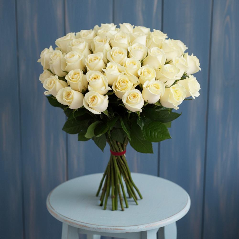 Букет 51 Белая роза Эдлесс Лав в Хиславичи