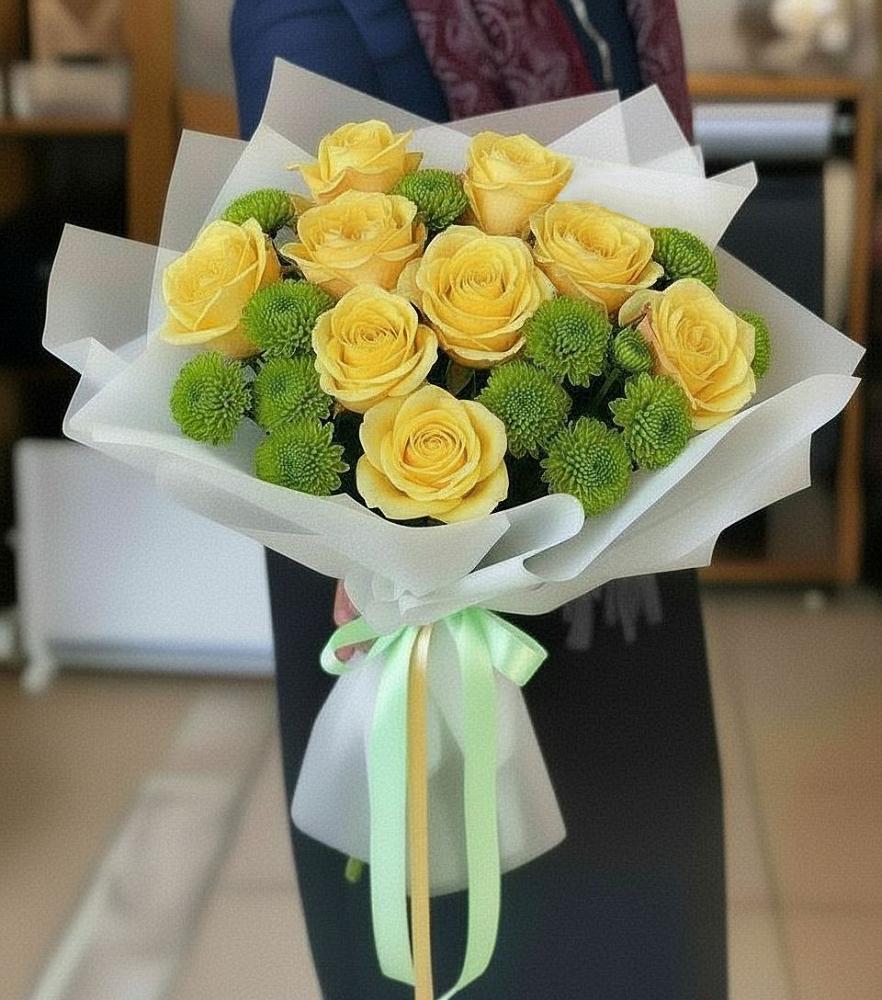 Букет цветов из: Хризантемы и Розы в Хиславичи