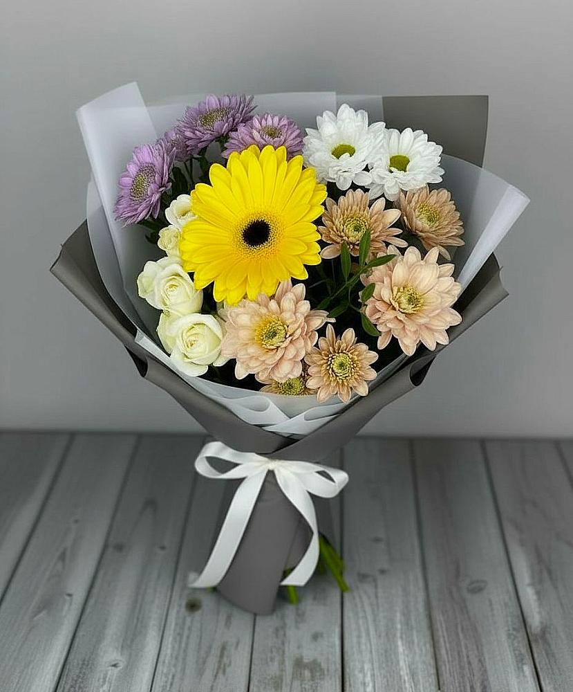 Букет цветов из: Розы, Герберы и Хризантемы в Хиславичи