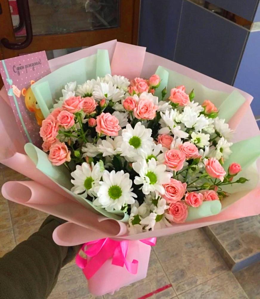 Букет цветов из: Розы и Хризантемы в Хиславичи