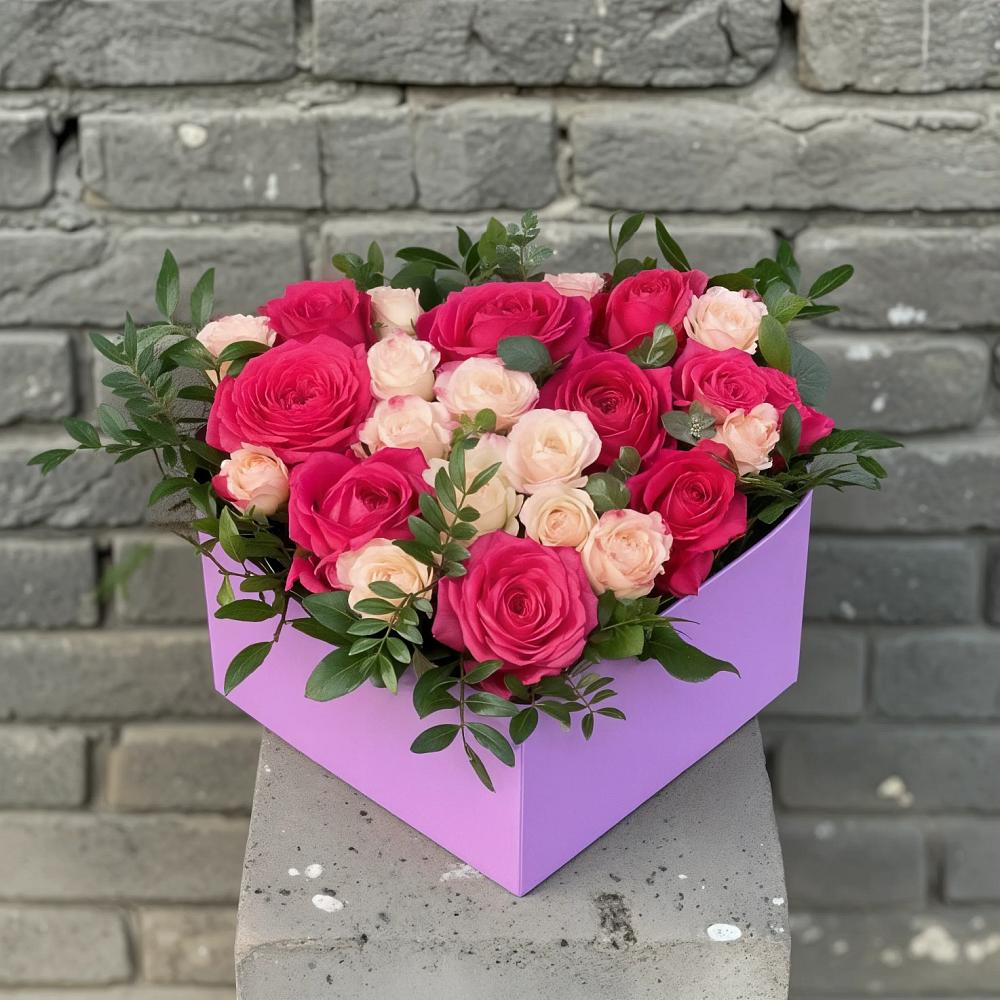 Цветочная композиция из Розы в коробке в Хиславичи