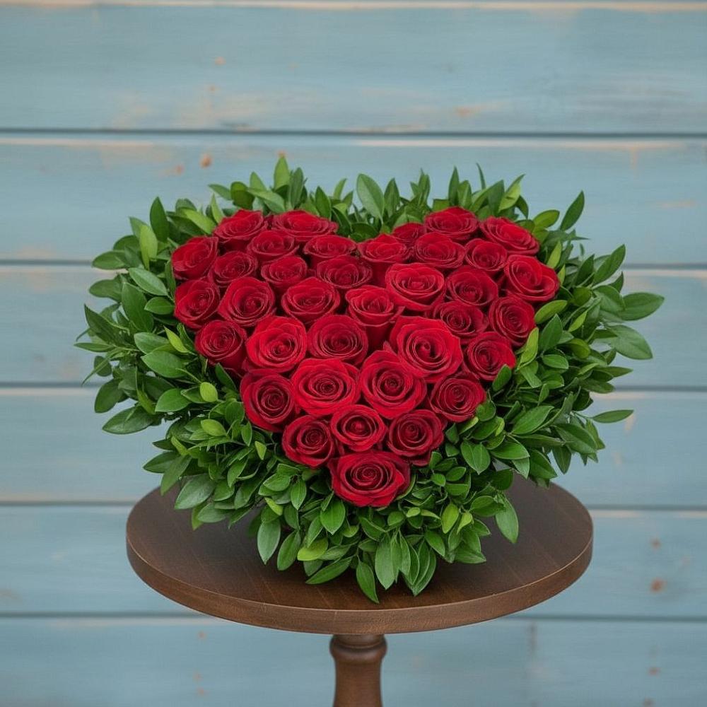 Цветочная композиция из Розы в виде сердца в Хиславичи