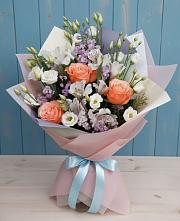 Букет цветов из:  Лизиантусы, Розы, Альстромерии и Гипсофила #REPLACE_PRED# Хиславичи