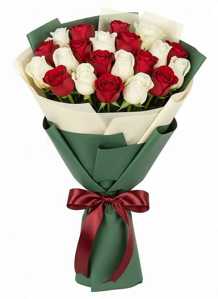 Букет Микс из красных и белых роз в Хиславичи