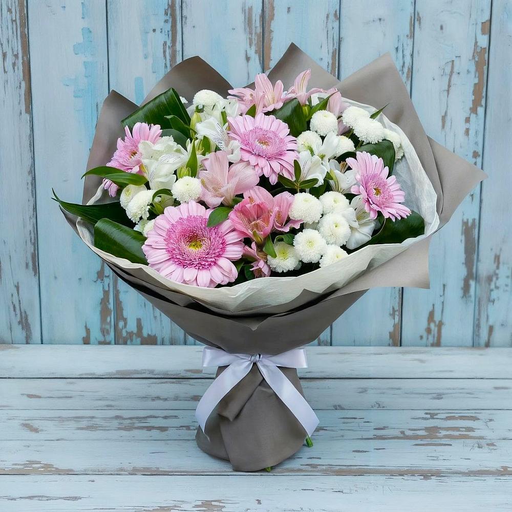 Букет цветов из: Герберы, Альстромерии и Хризантемы в Хиславичи