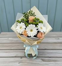Букет цветов из:  Герберы, Розы и Хризантемы в Хиславичи
